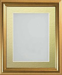 Frame Company Eldridge Gold Photo Frame with Gold Mount, 18x12 for 12x8 inch, fitted with perspex