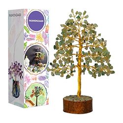 FASHIONZAADI Groene Jade Edelsteen Boom Voor Feng Shui Bonsai Reiki Healing Kristallen Geld Bomen Chakra Balancing Stone Geluk Kristal Woondecoratie Tafel pronkstuk maat -10 Inch (Gouden Draad)