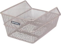 Basil Cento S - Cestino per bicicletta nude metallizzato, montaggio fisso con materiale di fissaggio, resistente alle intemperie, 11 litri, ideale per acquisti e viaggi giornalieri