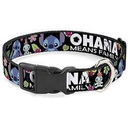 Buckle Down Ohana Significa Famiglia/Stitch & Scrump Poses/Tropical Flora plastica Clip Collare