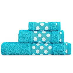 WELL HOME MOBILIARIO & DECORACIÓN Set of 3 Bath Towels, 450 g/m2, Terry Cotton, 50 x 30, 100 x 50, 150 x 100 cm, Turquoise