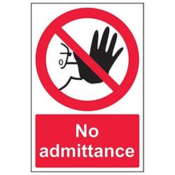 VSafety "No Admittance" Sign, Portret, (Pack van 3)