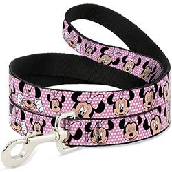 Disney Minnie Mouse Expressions Polka Dot Roze/witte hond Leash 1.0" breed, Disney, 0.5 In Wide/4ft, Multi kleuren