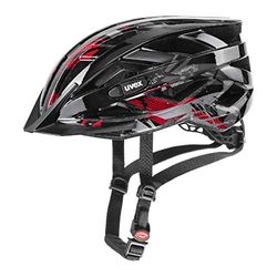 uvex air wing - lätt cykelhjälm för barn - individuell storleksanpassning - anpassad för LED-belysning - black red - 52-57 cm