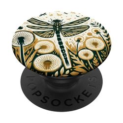 Libélula verde retro arte libélulas PopSockets PopGrip Intercambiable