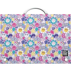 Grafoplás | School Briefcase with Handle and Clasp Closure | Polypropylene | Folio Size | 24.5 x 34.5 x 4 cm | Bits & Bobs Pop Up Design Collection | Smile | Perfect for Your Extra Schoolers