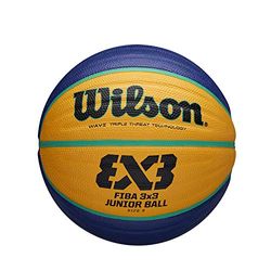 Wilson FIBA 3X3 REPLICA JUNIOR Basketbal, Maat: 5, Rubber, Voor binnen en buiten, Geel/Blauw, WTB1133XB