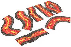 2D modulaire rivierset voor Warmachine & Hordes, Warhammer Age of Sigmar, Warhammer 40k, Star Wars Legion - Lava - 7 stuks