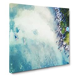 Birds Eye View of Boats in Abstract Modern Canvas Wall Art Print Ready to Hang, Framed Picture for Living Room Bedroom Home Office Décor, 20x20 Inch (50x50 cm)