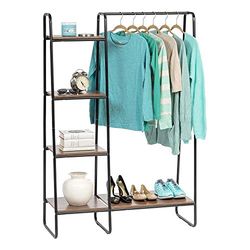 Iris Ohyama Appendiabiti in Metallo con Ripiano in Legno, 4 Livelli, Nero, Design Moderno, Solido, Anti scivolo, Per Camera, Studio, Armadio, Abbigliamento e Scarpe, Montaggio Facile, PI-B3