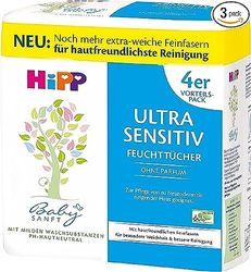 HiPP Babysanft Lingettes Ultra Sensitive, blanc, lot de 3 (4x52)