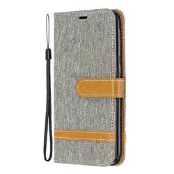 Carcasa de telefono Color Matching Denim Texture Funda de Cuero for Samsung Galaxy A20E, con Soporte y Ranuras for Tarjetas y Billetera y cordón (Negro) (Color : Grey)