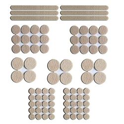 Merriway BH06507 (144 Pcs) Assorted Felt Pads, Beige Self Adhesive 4mm Thick - Pack of 144 Pieces
