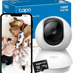 Tapo & Amazon Basic SD Card Bundle: Wifi Camera, Indoor Camera for Security, 1080p Pet Camera, Wireless 360° for Baby Monitor, sell with 128GB SD Card