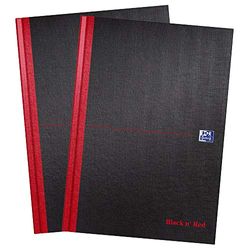 Oxford Black n' Red, A4 Notebook Hardcover, Casebound, gevoerd, Pack van 2