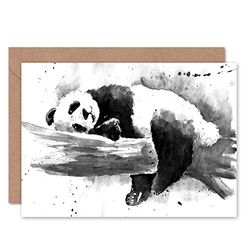 Wee Blue Coo Panda Sleeping Watercolour Greeting Card With Envelope Inside Premium Quality