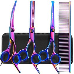 Gimars Professionelle 4CR-Edelstahl-Sicherheits-Hundepflegeschere mit runder Spitze, robuste,titanbeschichtete Tierpflegeschere für Hunde, Katzen und andere Tiere