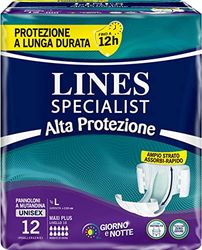 Lines Specialist Maxi Plus Panties Diaper High Protection for Incontinence Men Women, Large Size, Pack of 12