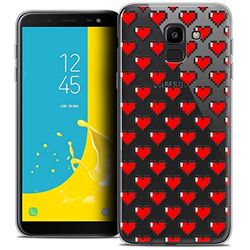 Caseink Fodral för Samsung Galaxy J6 2018 J600 (5.6) fodral [kristallgel HD mönster kollektion kärlek alla hjärtans dag design Pixel Art - mjuk - ultratunn - tryckt i Frankrike]