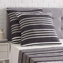 Amazon Basics Fronha de almofada de cetim, 2 unidade, 65 x 65 cm x 2, 15,24 cm x 22,86 cm x 2,54 cm, às riscas
