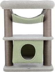 TRIXIE Junior Tiragraffi Lunito 71 cm in grigio/menta, piccolo su 2 livelli con grotta per gatti, casetta per gatti con possibilità di graffi e sonno, accogliente e stabile – 4442