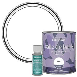 Rust-Oleum Peinture Blanche Résistante à l'eau pour Carrelage de Salle de Bain, Finition Brillante - Coton 750ml