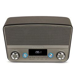 Aiwa BSTU-750BK Enceinte compacte Style Vintage (Actif, stéréo, 50 W RMS, Bluetooth, entrée Optique, USB, HDMI-Arc, RCA, FM et entrée 6,3 mm et 3,5 mm) Couleur : Noir