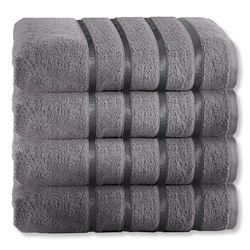 GC GAVENO CAVAILIA Lot de 4 essuie-Mains 100% Coton égyptien filé à l'anneau 500 g/m², résistant à la décoloration, très Absorbant, Gris foncé