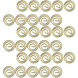 HSCGIN Mini clips en espiral, 30 clips circulares de metal dorado para papel circulares para la escuela, oficina, vida cotidiana, clasificación de documentos creativos