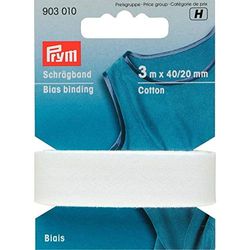 Prym - Prym Wit (40/20 mm, 3 m) Bias bindende katoen - 1 Stuk