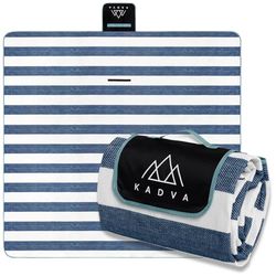 KADVA Couverture de Pique-Nique Tapiso 200x200 cm 100% Polyester Couleur Bleu Marine Douce Durable Légère Grande Surface et UV Facile à Transporter et à Nettoyer