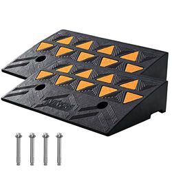 VEVOR Rampe de Seuil Hauteur 11 cm 2PCS Rampes Trottoir Caoutchouc Capacité Charge 15 tonnes Rampe Accès Fauteuil Roulant avec Structure Grillagée Stable pour Passage Voitures Moto Scooter 50x32x11 cm