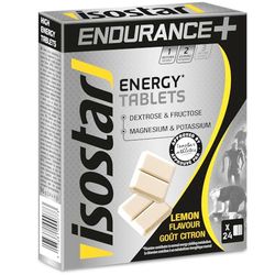 Isostar Endurance Plus - Energy Tablets - Goût Citron - Glucose et Fructose - Magnésium et Potassium - Vitamines - 1 Boîte de 24