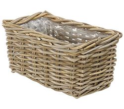Dehner Rotan plantenbak, ca. 40 x 23 x 20 cm, rotan vlechtwerk, grijs/bruin