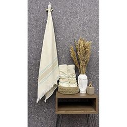 Questo Casa Serviette de Bain, Serviette de Plage, 16/1 en Bambou, Motif Aphrodisie, Tissage Jacquard, séchage Rapide, 330 g/m², 80 x 150 cm, 1 pièce, Naturel, Beige