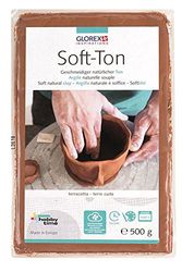 GLOREX Soft-TON Terracotta 500g 6 8075 137-Terracotta 500 g, Argilla Naturale, particolarmente Morbida ed Elastica, indurente all'Aria forni, Molto Adatta ai Bambini, Clay, unità