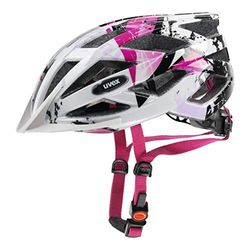 uvex air wing - lätt cykelhjälm för barn - individuell storleksanpassning - anpassad för LED-belysning - white-pink - 52-57 cm