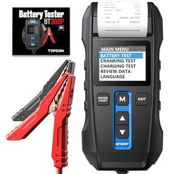Autoaccutester 12V 24V TOPDON BT300P, 100-2000CCA accutester met printer, laad- en startsysteemanalysator, beschikbaar voor doe-het-zelvers en professionals, voor auto, motorfiets, SUV, vrachtwagen,