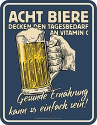 meinherzschlag B829315 Acht Biere blikken bord, meerkleurig