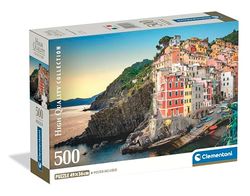 Clementoni - Puzzle 500 Pezzi per Adulti e Ragazzi, Collection, Tema Riomaggiore, con Poster Incluso, Compact Box, Idea Regalo Uomo e Donna, Made in Italy, 49x36 cm, 35576