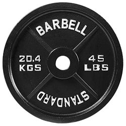 Signatur fitnessbalans från gjutjärnsplatta viktplatta för styrketräning och tyngdlyftning, olympisk storlek, 5 cm center, 20 kg enkel