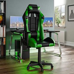 Vida Designs Racing Nitro Gaming Computer Stoel, Groen & Zwart, Office Executive Verstelbare Swivel fauteuil PU Faux-Leder