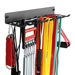 Supporto multiuso per attrezzature da palestra, fasce di resistenza, gancio per bilancieri, per esercizi di ginnastica, cinture di sollevamento e corde per saltare (43,2 cm/8 rebbi)