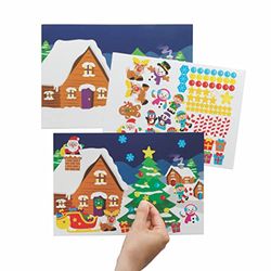 Baker Ross FC180 Set di pagine di adesivi per scene di Natale - Confezione da 5, set di adesivi per bambini per creare, disegnare e decorare