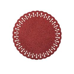 douceur d'intérieur, Set de Table (Diamètre 38 cm) Guirlande Rouge, PVC Ajouré à Paillettes