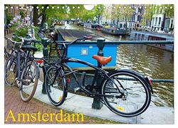 Amsterdam (Wandkalender 2025 DIN A4 quer), CALVENDO Monatskalender: Amsterdam - Grachten, Hausboote, Fahrräder, Blumen