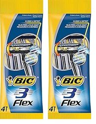 BIC - Maquinilla de afeitar Flex 3 - 4 unidades (Paquete de 2) - Negro - Unisex - Afeitados cómodos y precisos para hombres adultos