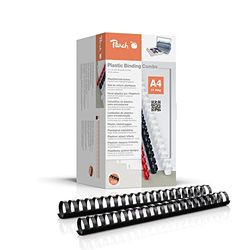 Peach PB428-02 - Canutillo de plástico (A4, 28 mm, 270 hojas, 50 unidades), color negro