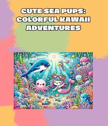 cute sea pups: colorful kawaii adventures: simple and sweet drawings of sea animals and mermaids in kawaii style to color for children and adults