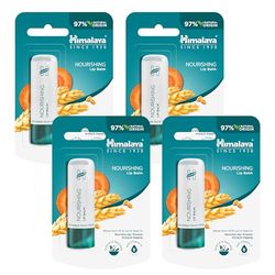 Himalaya Lip Balm with Wheatgerm Oil & Carrot Seed Oil Repairs Dry & Chapped Lips, Enhances Lip Color, Contains Essential Nourishment of Vitamin E Gives Long-Lasting Moisturization - 4.5g (Pack of 4)